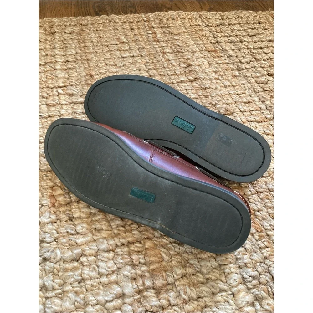L.L. Bean Men's Chestnut Brown Leather Boat Shoe Size 10.5D Loafers‎ Slip On
